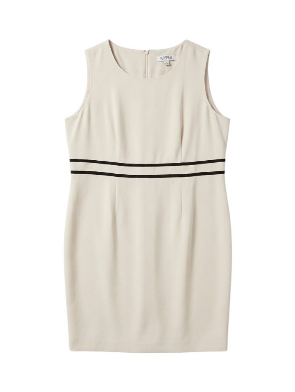 ➕ KASPER Cream Sleeveless Contrast-Trim Sheath Dress | Size 20W